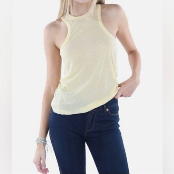 Free People Yellow Very Varsity Tank Size Medium - Picture 2 of 5